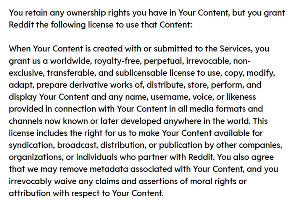 Reddit TOS